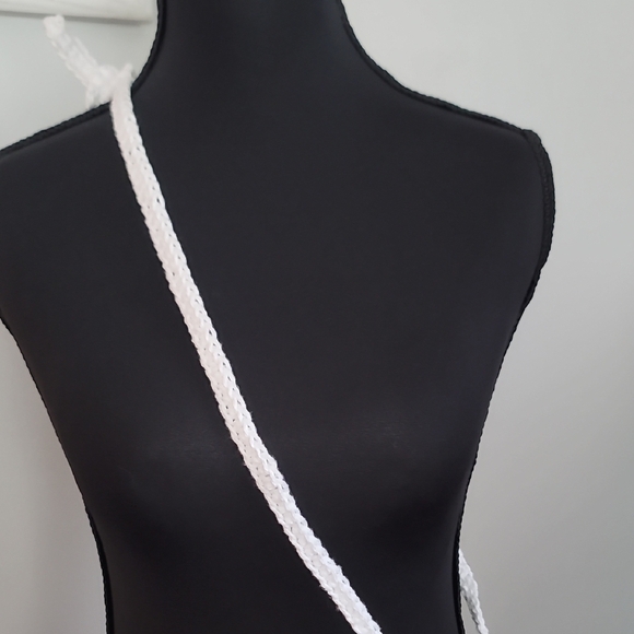 Hand Crafted  Pink and White Crochet Crossbody Cell Phone  Bag - Picture 3 of 5